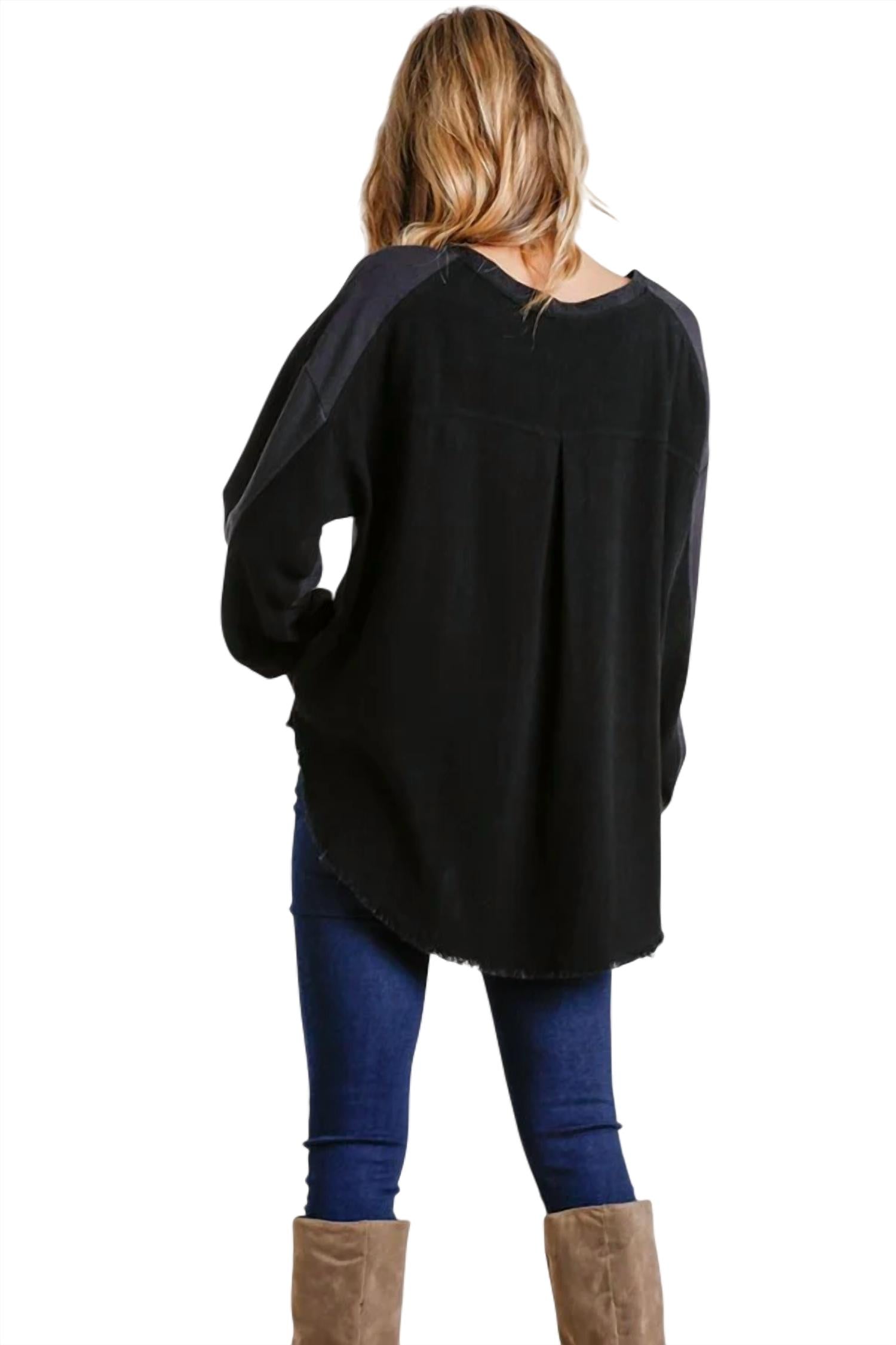 Umgee - Layered Frayed Hem Top