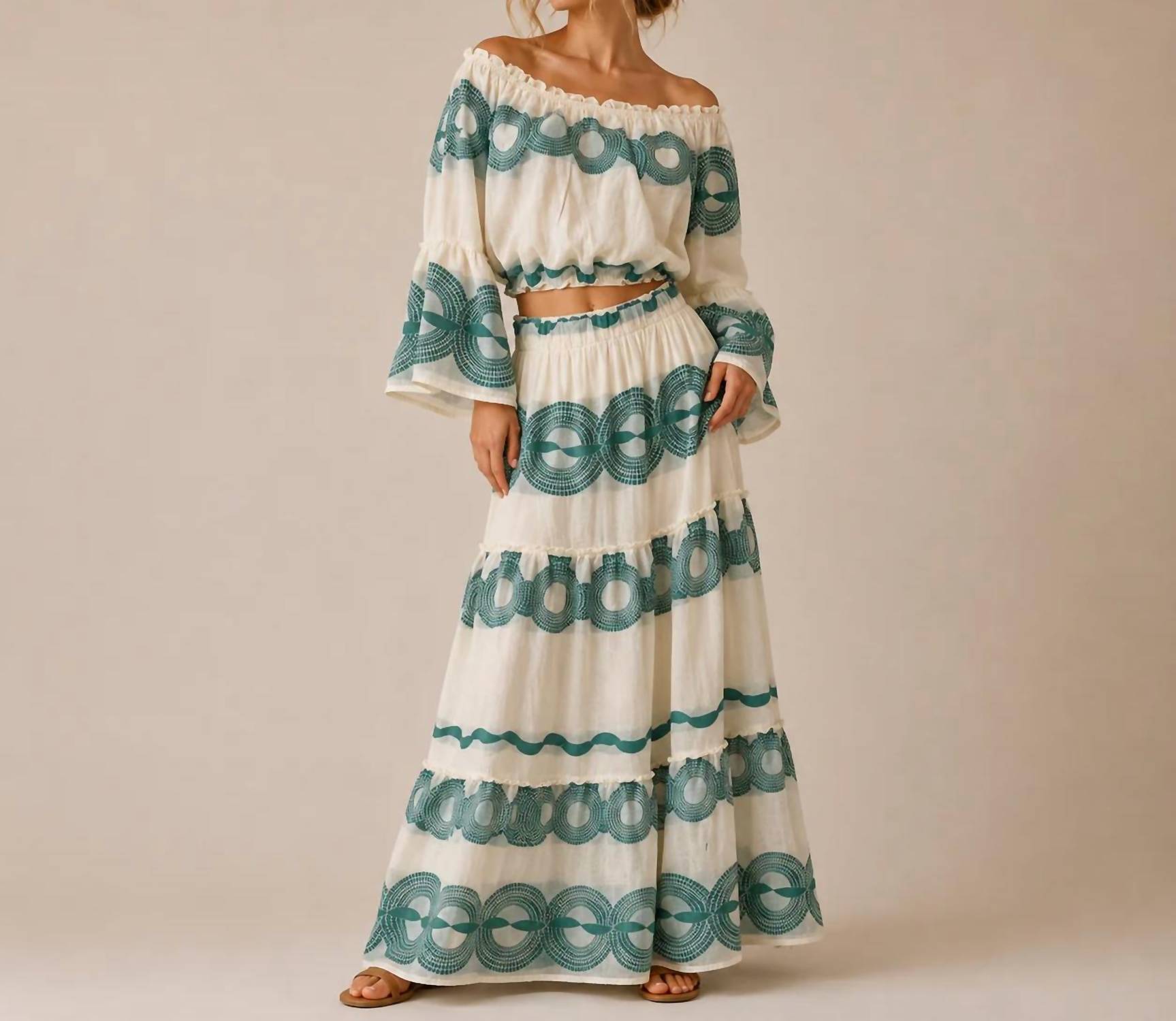 Mystery Resort - Corallia Top And Maxi Skirt Set