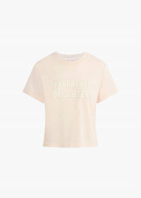 Favorite Daughter Cropped Collegiate Tee in rosewater snow white - women's t-shirt - detail view