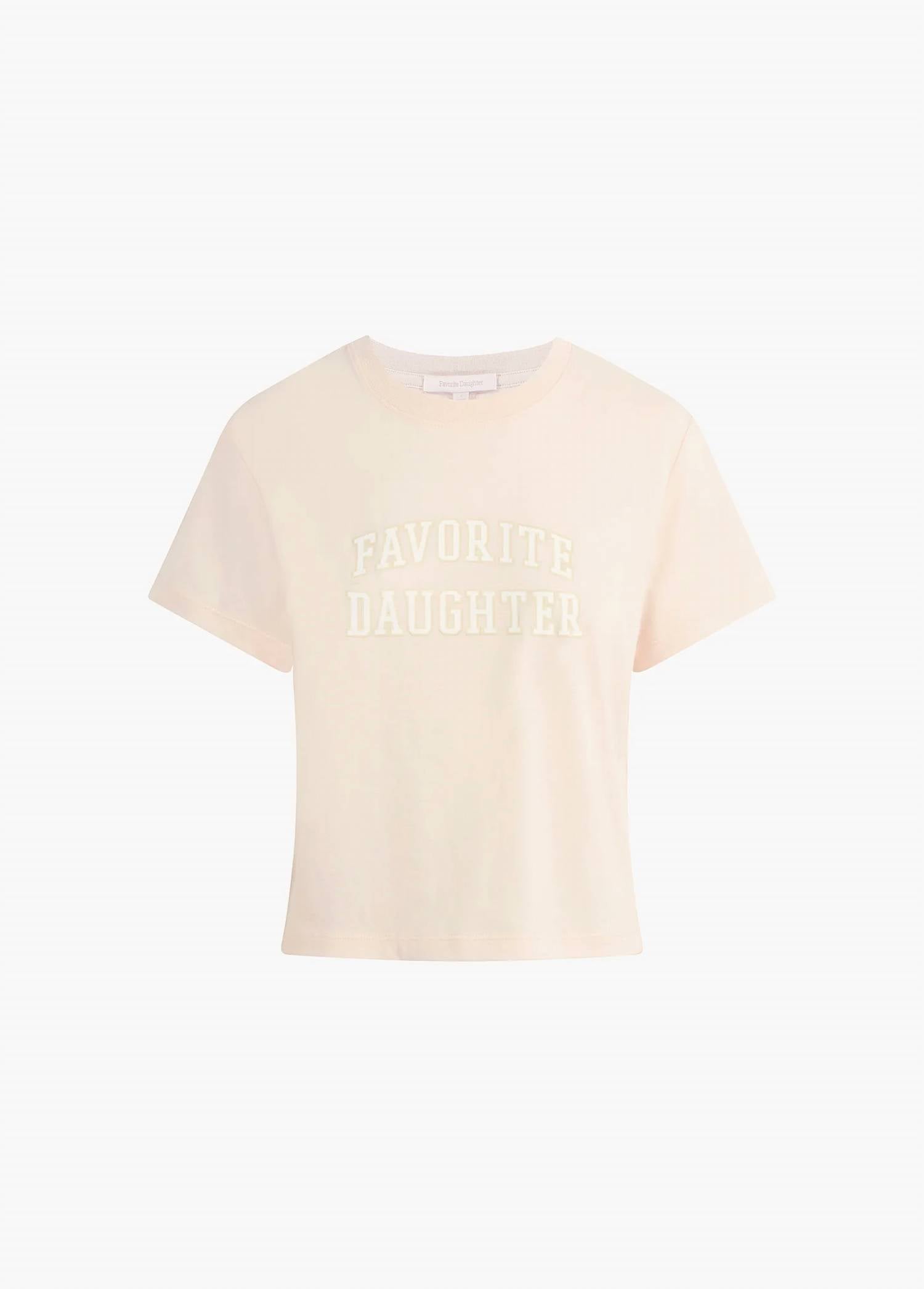 Favorite Daughter Cropped Collegiate Tee in rosewater snow white - women's t-shirt - detail view