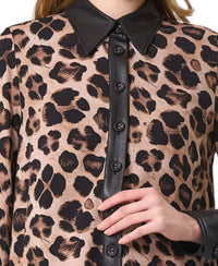 Angel Apparel - Animal Print Shirt With Vegan Leather Trim