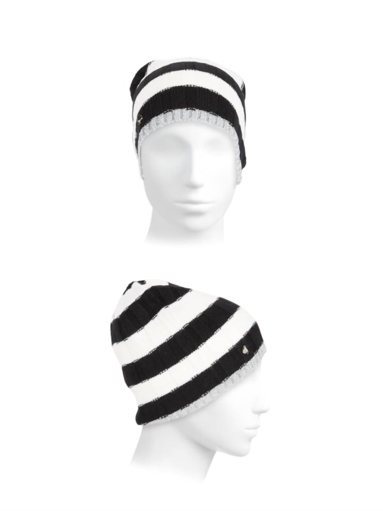 Kate Spade - Women's Stripped Rib Knit Beanie