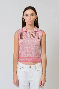 Central Park West - Clover Sleeveless Mesh Polo Shirt