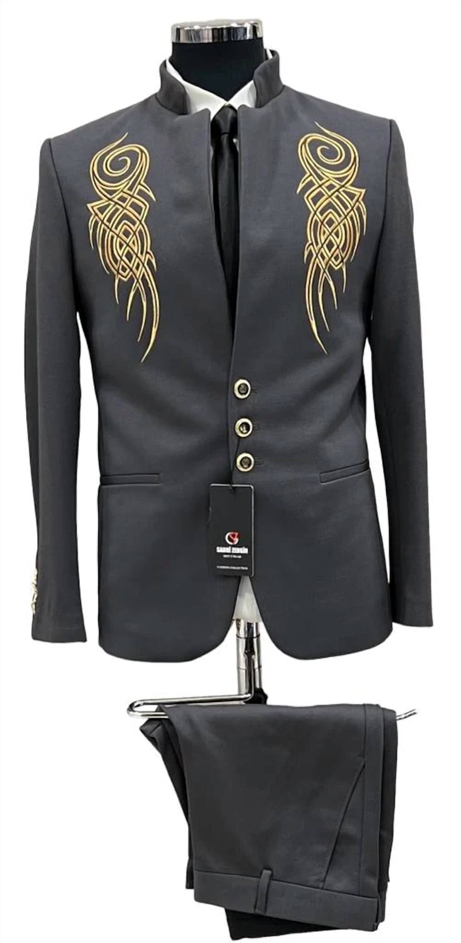 United Garments - Men’s Textured Slim Fit Short Blazer Jacket