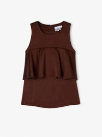 Ganni - Double Viscose Satin Ruffle Top