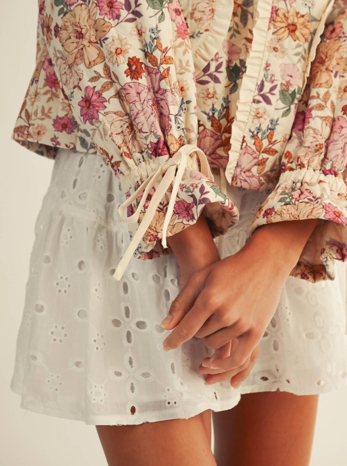 LovLov Heart Pockets Ruffled Wrists Jacket in floral - women's jacket - view 5