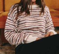 Bella Dahl Striped Crew Neck Sweater in frosty stripe - women's sweater - view 7