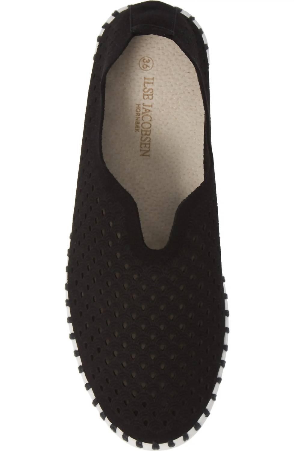 Ilse Jacobsen Women's Tulip 139 Perforated Slip-on Sneaker Shoe in black - women's sneaker - alternate view