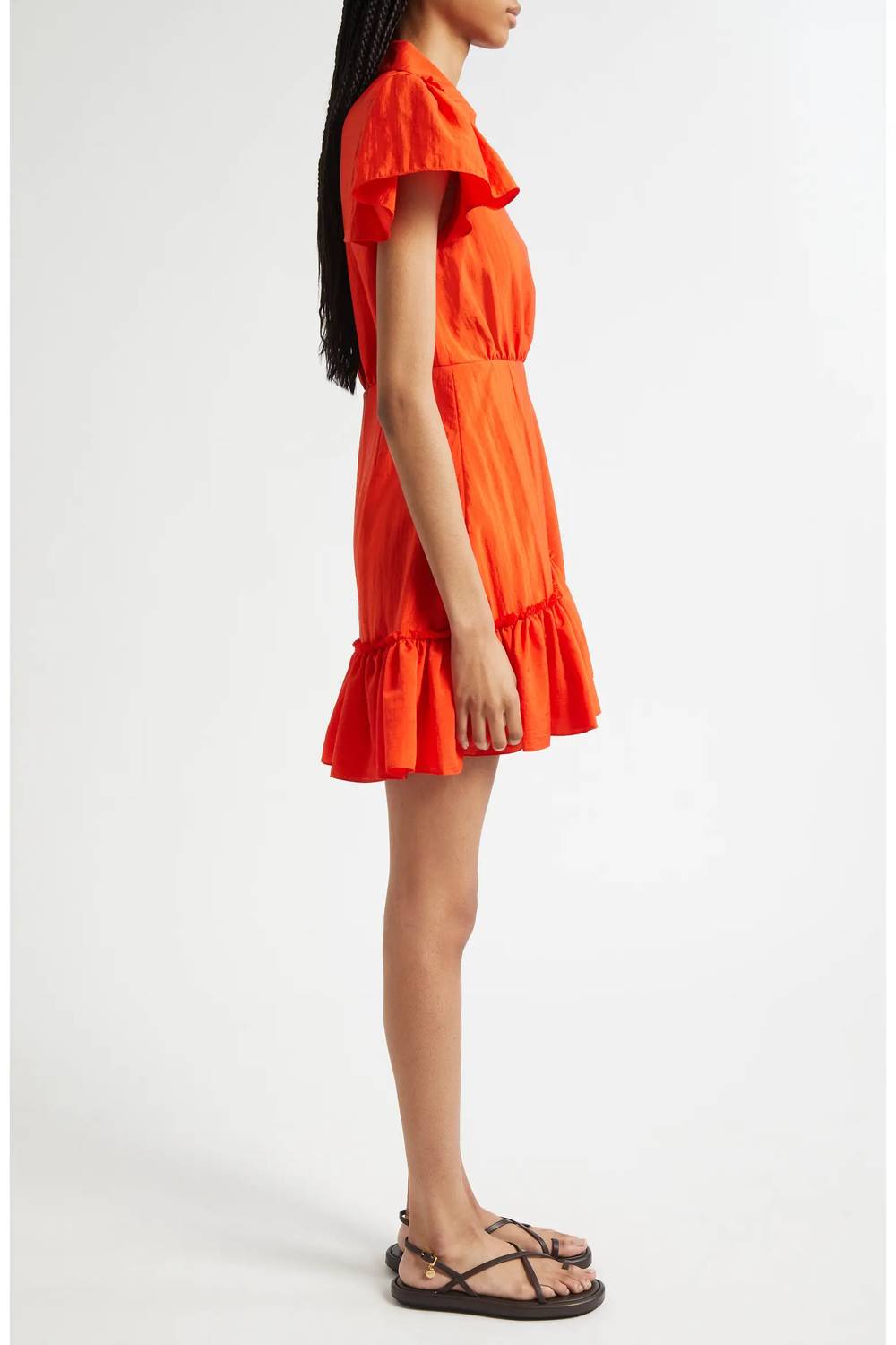 Cinq A Sept - Lila Asymmetric Ruffle Taffeta Mini Dress
