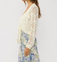 Lovestitch - Women's Open Crochet Tie Front Top