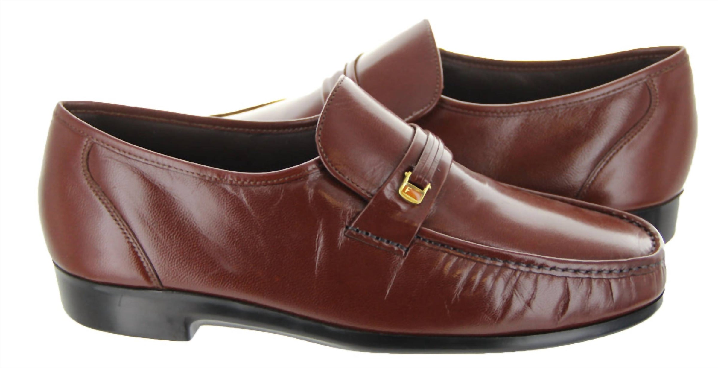 Florsheim Men's Riva Moc Toe Bit Loafer in cognac - men's loafer - detail view