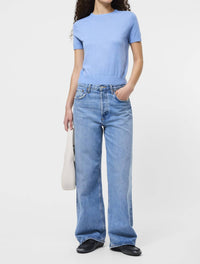 FRENCH CONNECTION Nola Fine Knit Short Sleeve Top in thistle blue - women's sweater - view 5