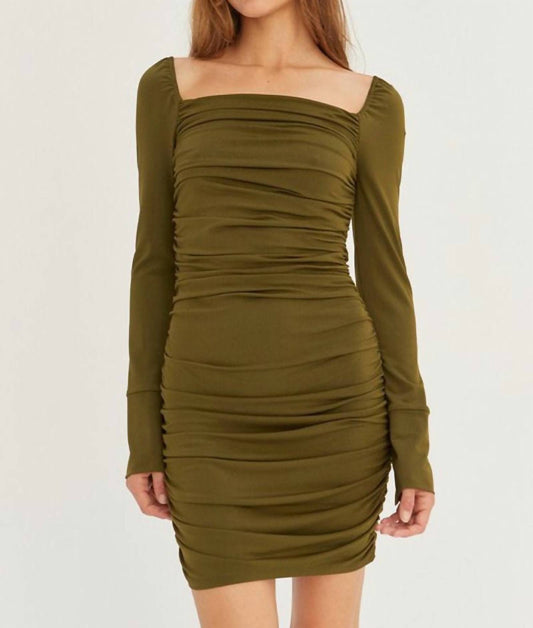 Crescent - Kylie Ruched Bodycon Knit Mini Dress