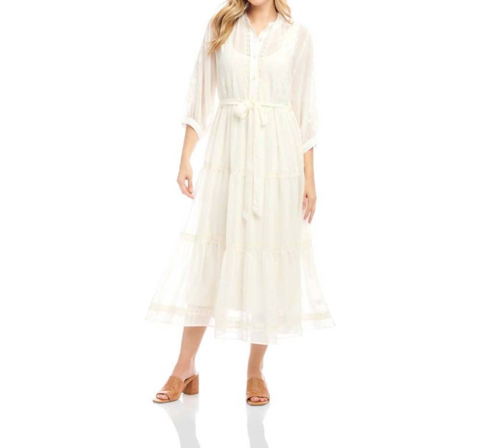 Karen Kane - Embroidered Tiered Midi Dress