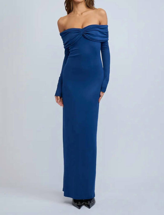 Sky To Moon - Off Shoulder Ruched Retro Maxi Dress
