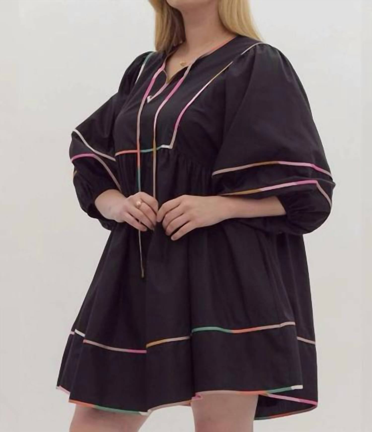 Entro - Multi-color Trim Mini Dress