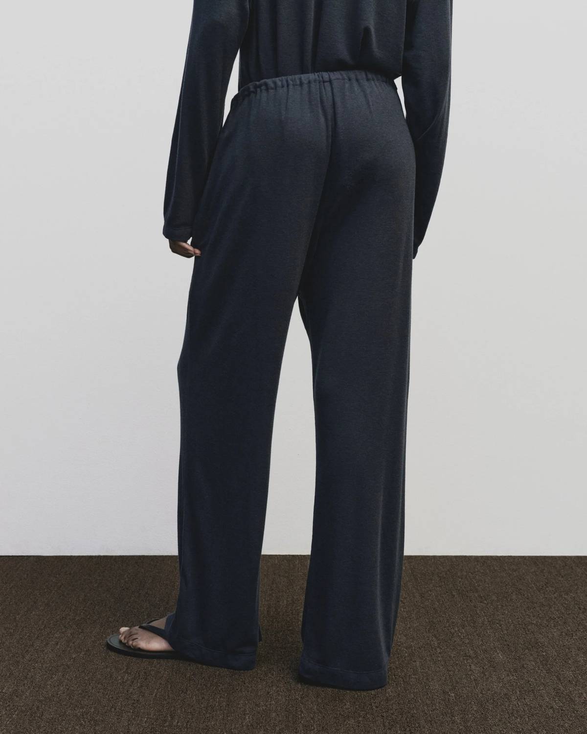 Mijeong Park Wool Cotton Jersey Pants in navy - women's pants - detail view