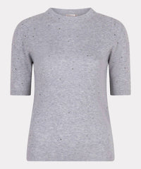 Esqualo - Tessina Rib Short Sleeve Studs Top