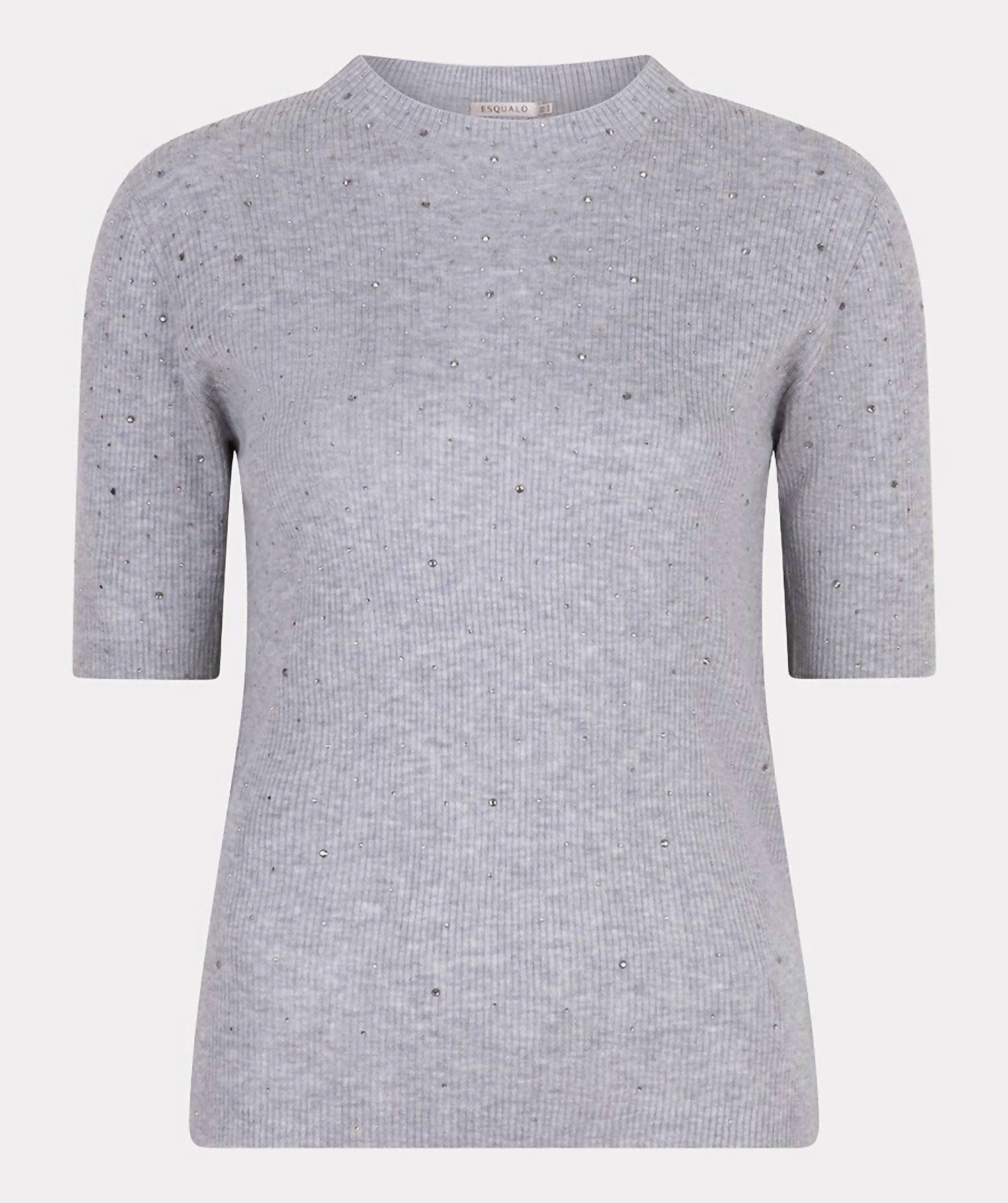 Esqualo - Tessina Rib Short Sleeve Studs Top