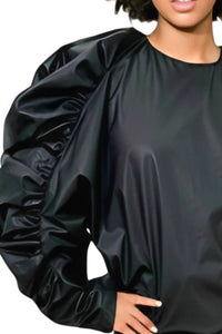 N By Nancy - Faux Leather Ruffle Sleeve Top