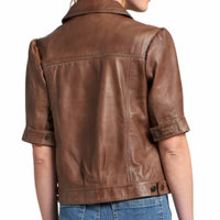 11 Uptown - Short Sleeve Leather Jacket