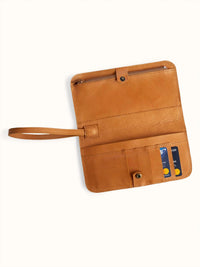 ABLE Women's Alem Snap Wallet in cognac - women's bag - detail view