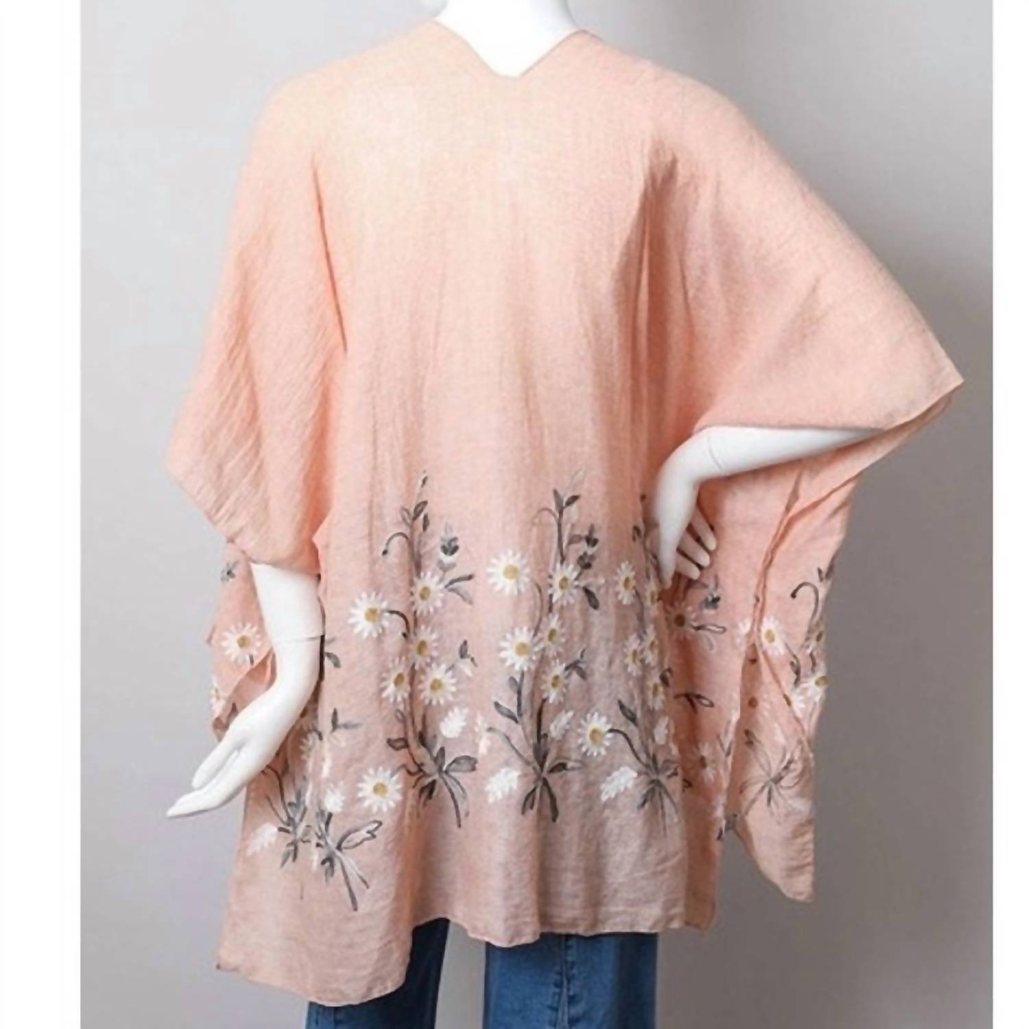 Leto - Women's Embroidered Spring Daisy Woven Kimono