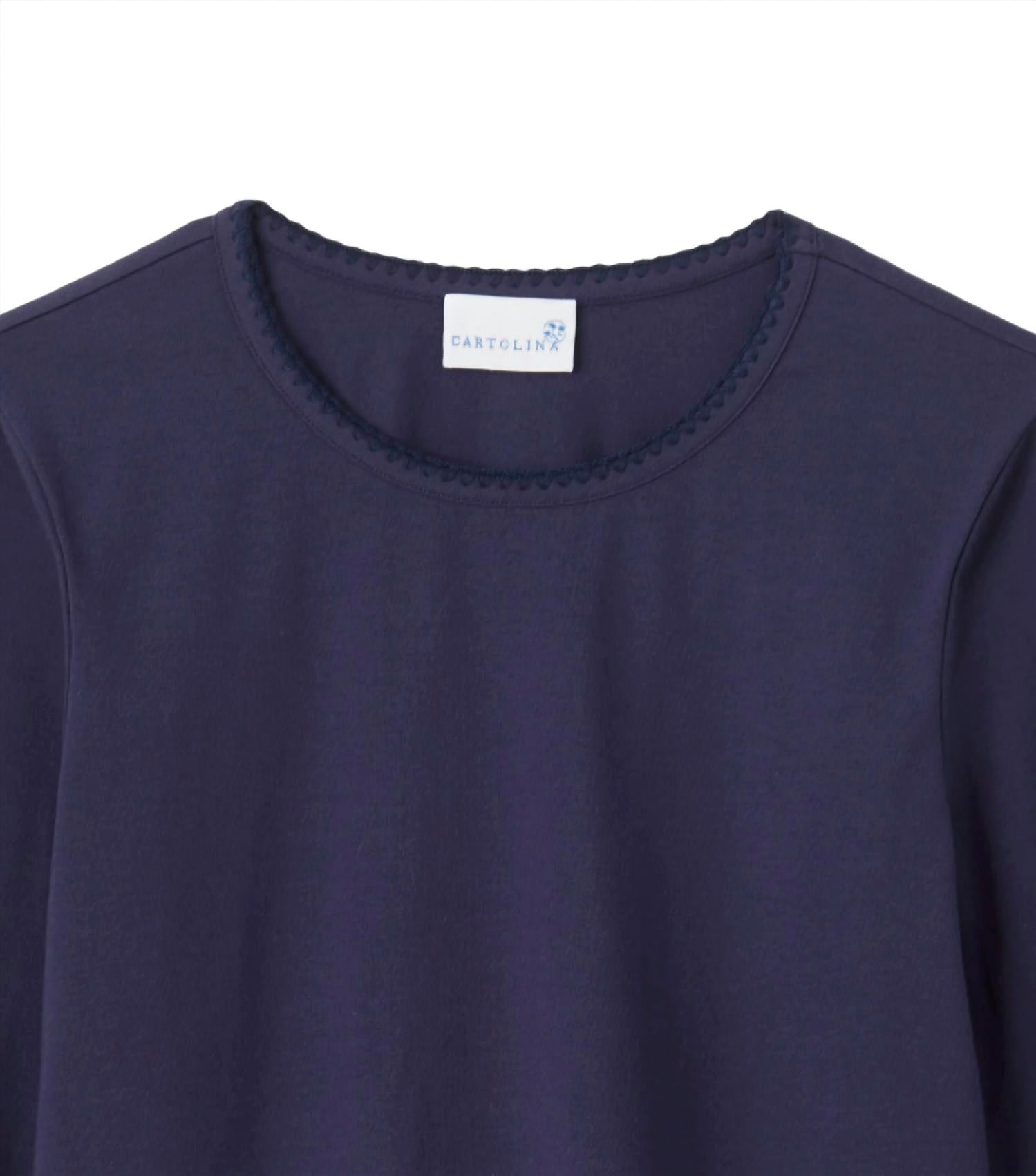 Cartolina Nantucket Women's Dylan Long Sleeve Tee in midnight blue - women's long sleeve top - detail view