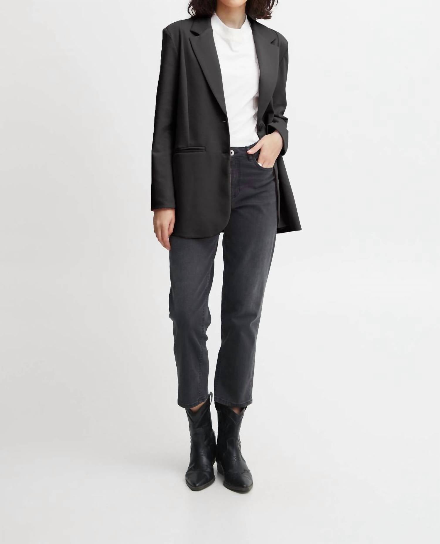ICHI Kate Sus Oversize Blazer in black - women's jacket - detail view