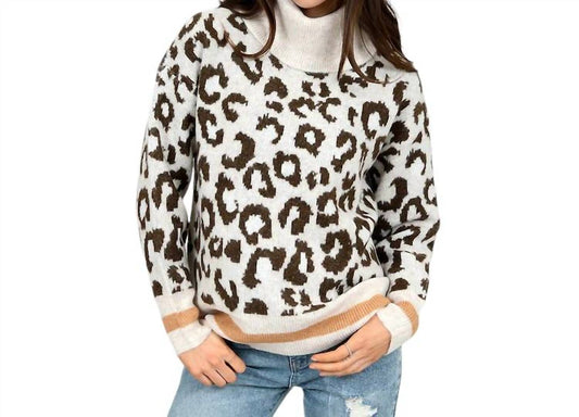 Rd Style - Leopard print pullover with trim