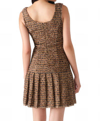 STEVE MADDEN Avie Tweed Mini Dress in brown plaid mix - women's dress - detail view
