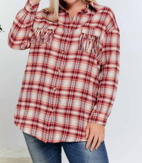 Davi & Dani - Plaid Button Up Plus Shirt