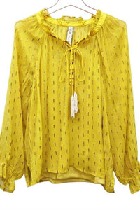 Aratta Women's Beaded Tassel Chiffon Blouse With Cami in mustard - women's blouse