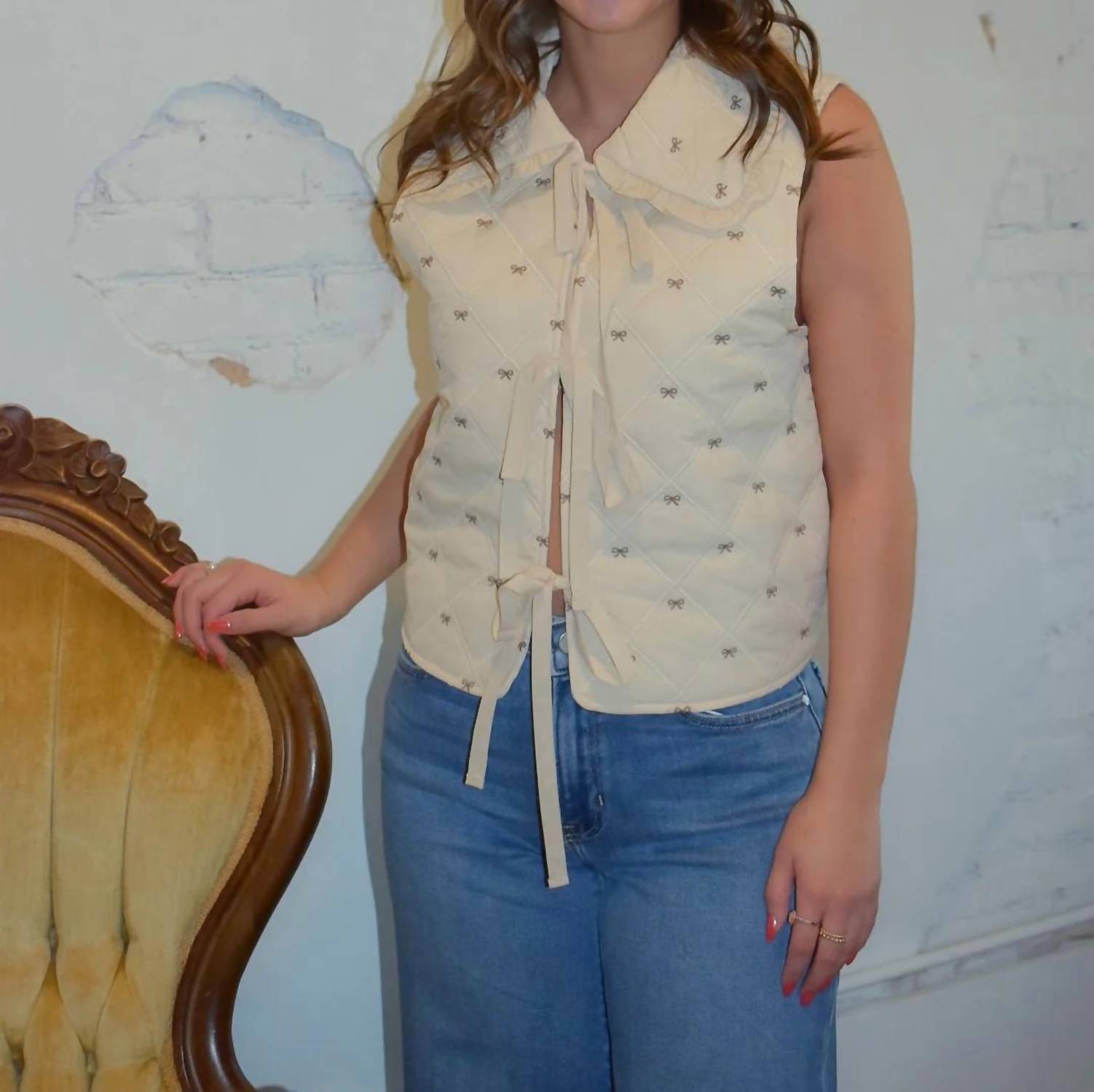 A & She - Charlotte Bow Puff Vest