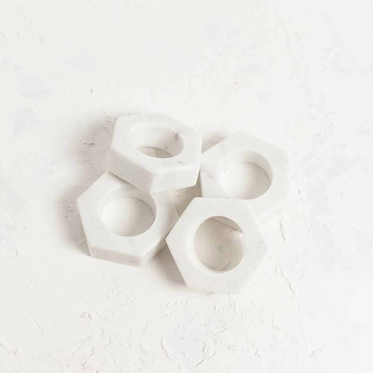 Creative Women - Marble Hexa Napkin Rings - Set of 4