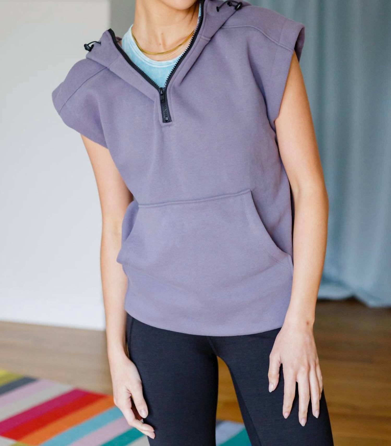 Mono B - Up And Ready Cap Sleeve Workout Hoodie