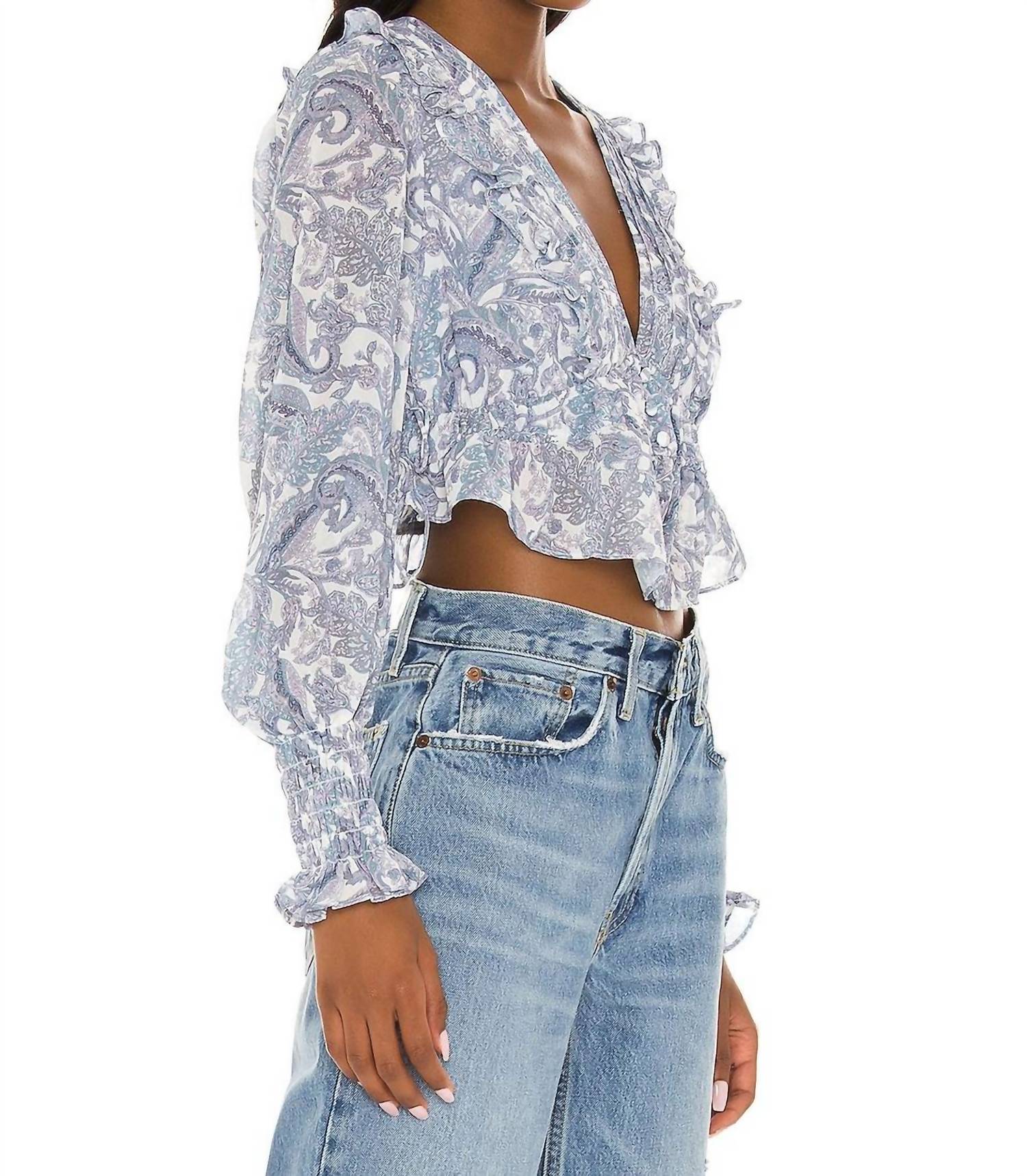 For Love & Lemons - Janelle Smocked Elastic Cuffs Top