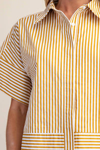 Glam - Neck Band Short Sleeve Button Down Top