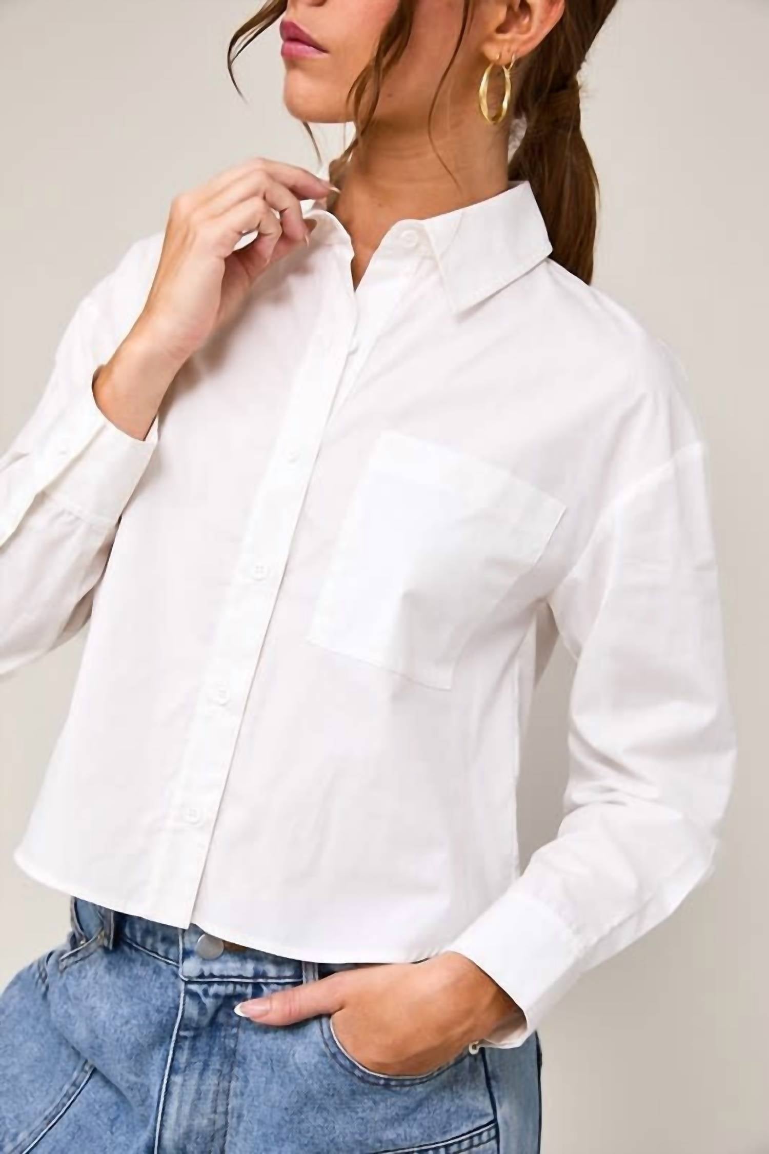 Le Lis - Long Sleeve Cropped Button Down Shirt