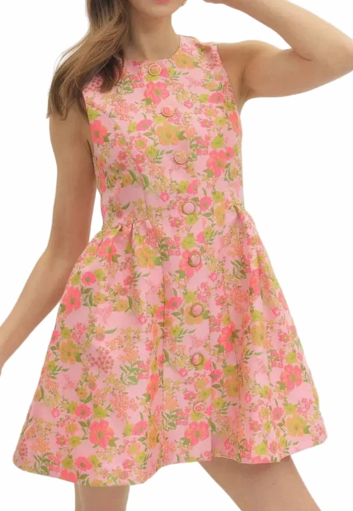 Entro - Garden Button Front Party Mini Dress