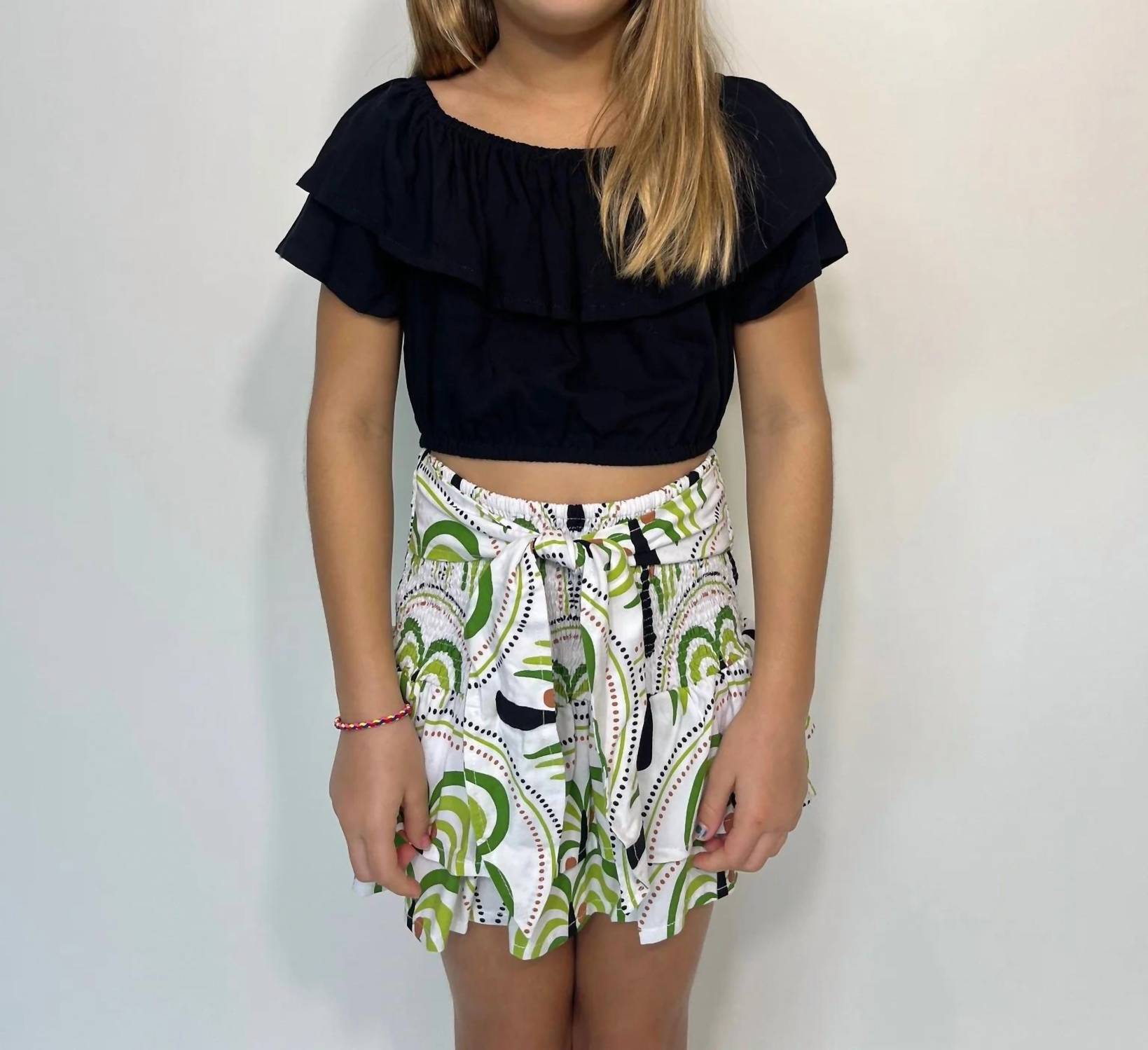 SANDY LIANG Kid's Sunset Palm Tie Mini Skirt in multi - kids' skirt - view 4