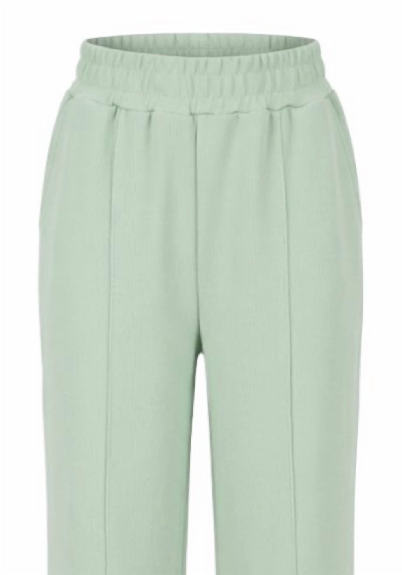 Simply Southern Women's Scalloped Lounge Pants in sage green - women's pants - detail view