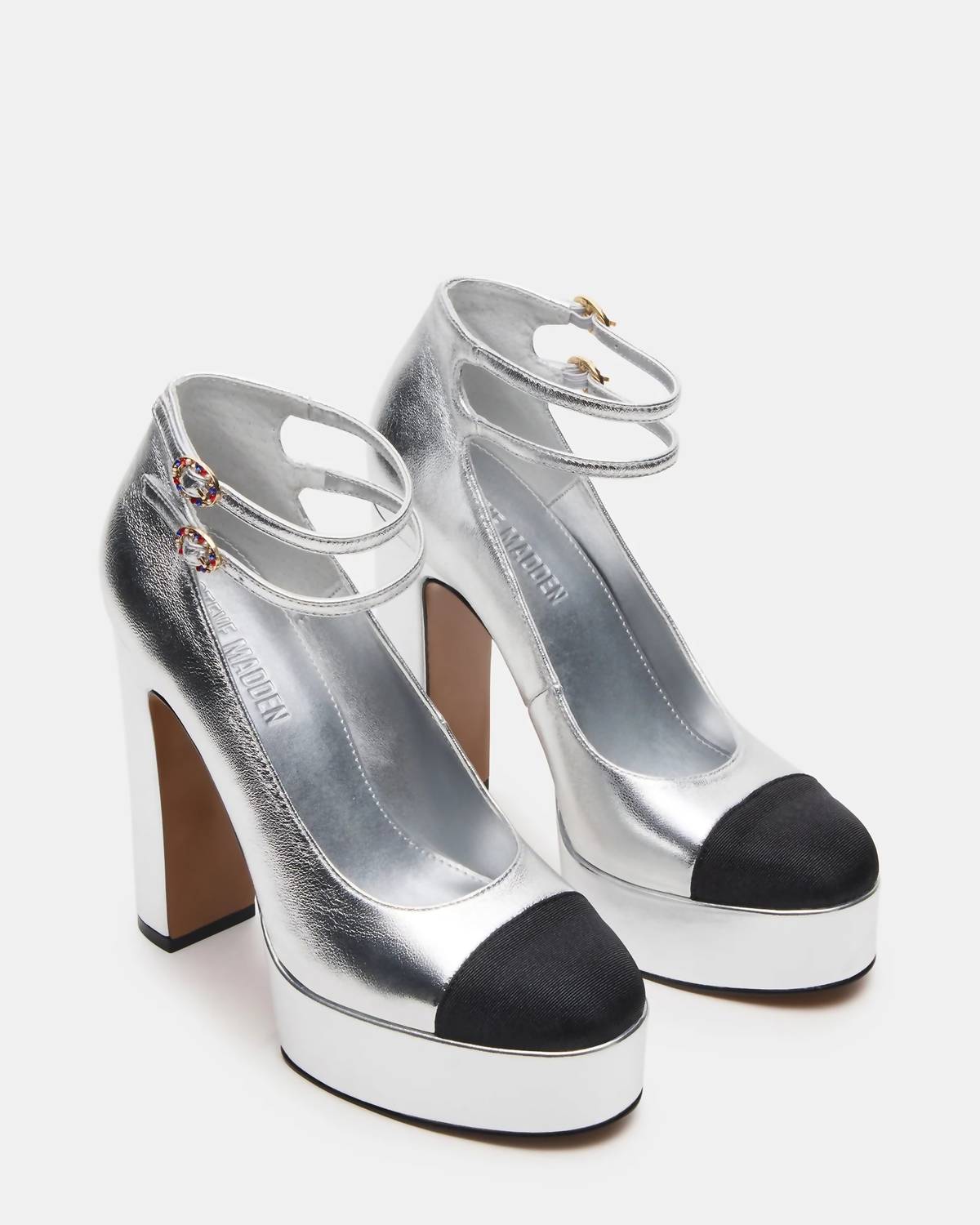 STEVE MADDEN Women's Peyton Genuine Leather Cap Toe Platform Hi Heels in silver - women's heels - view 4