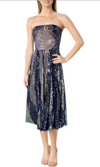 DRESS THE POPULATION Sequin Fit & Flare Dress in multi - women's dress