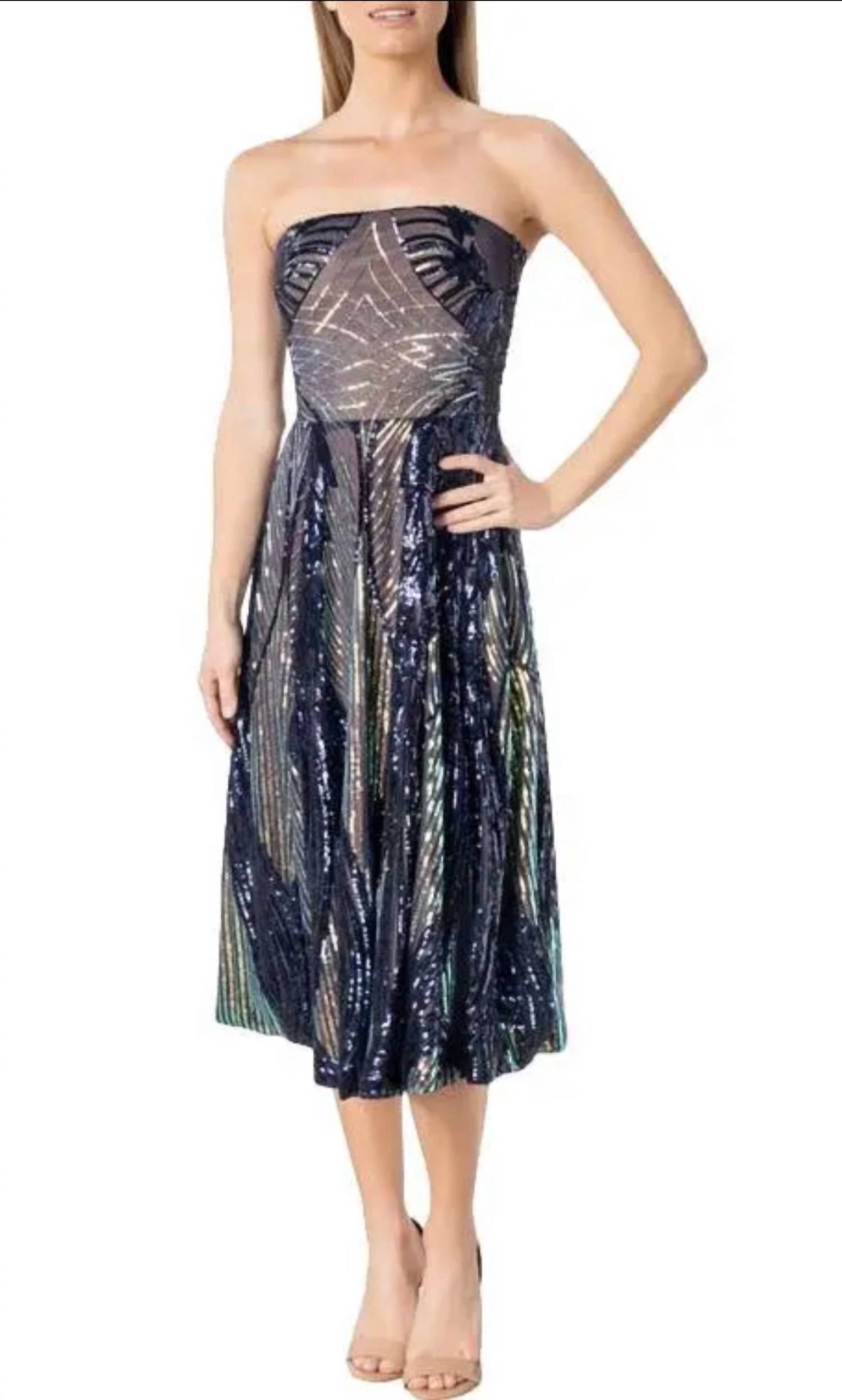 DRESS THE POPULATION Sequin Fit & Flare Dress in multi - women's dress
