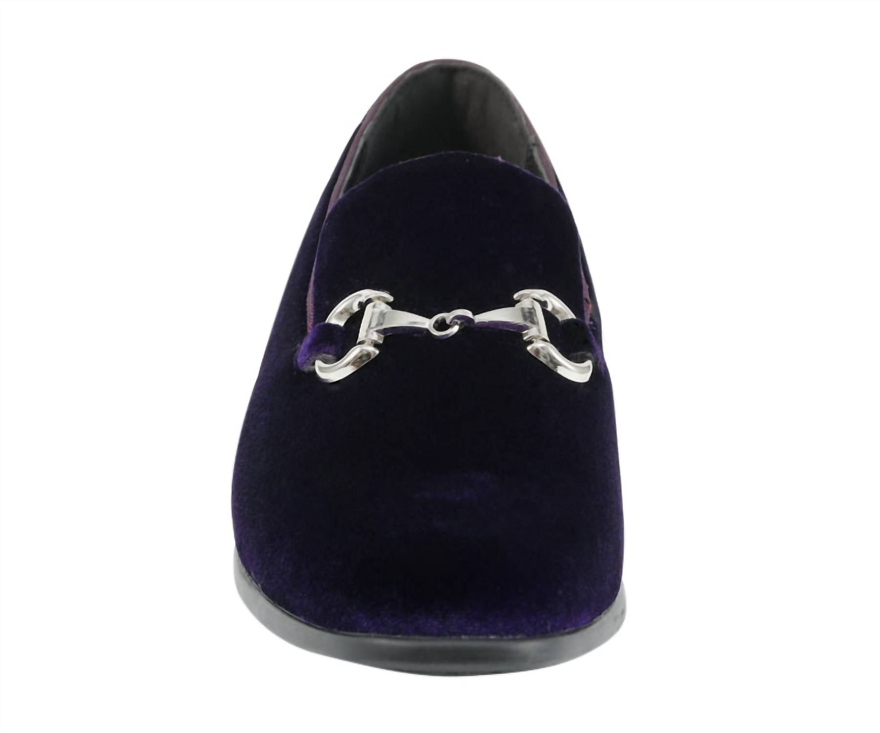 Amali Men's Brad Velvet Loafer in purple - men's loafer - detail view