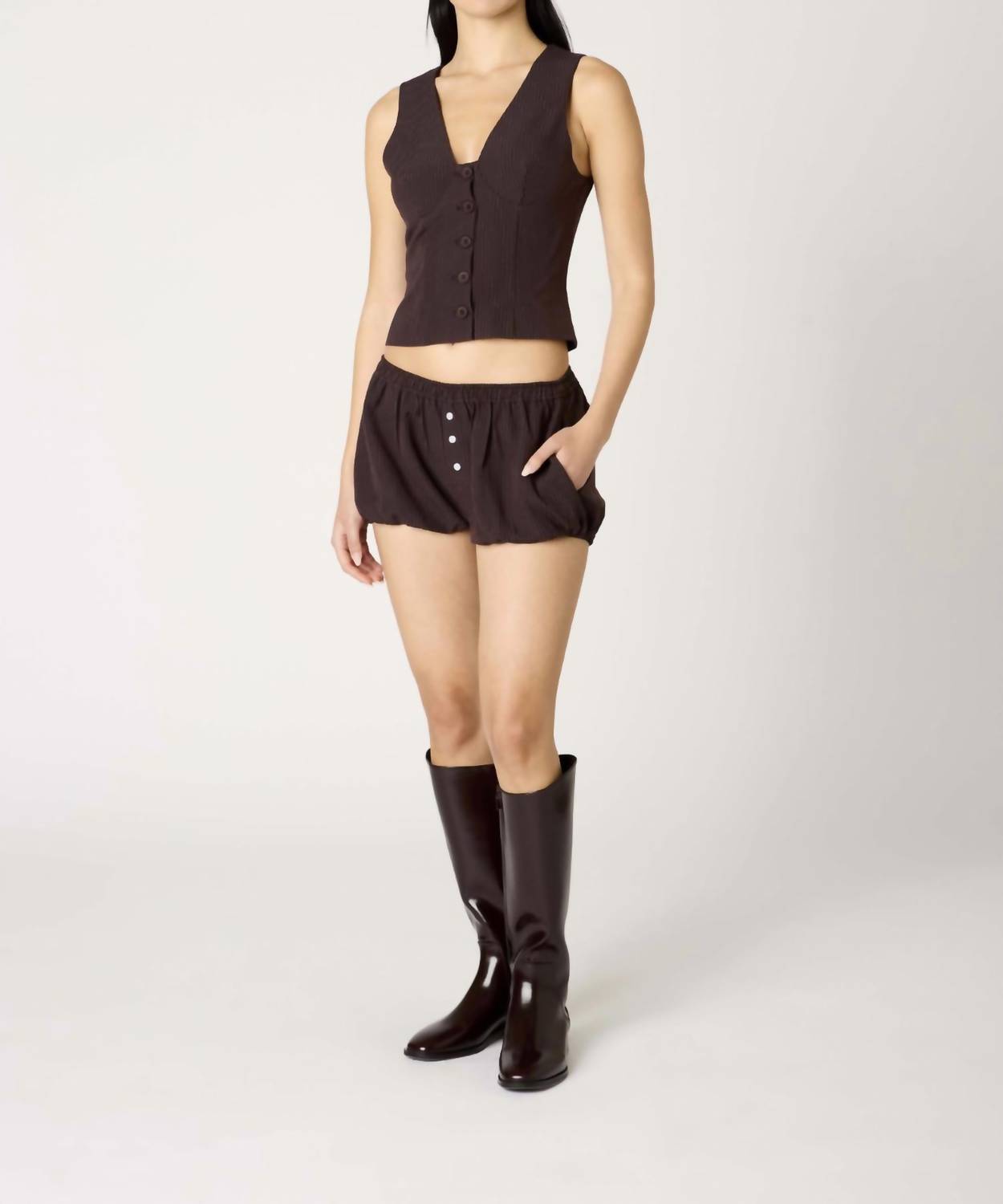 Nia - Renata Deep V-neck Top