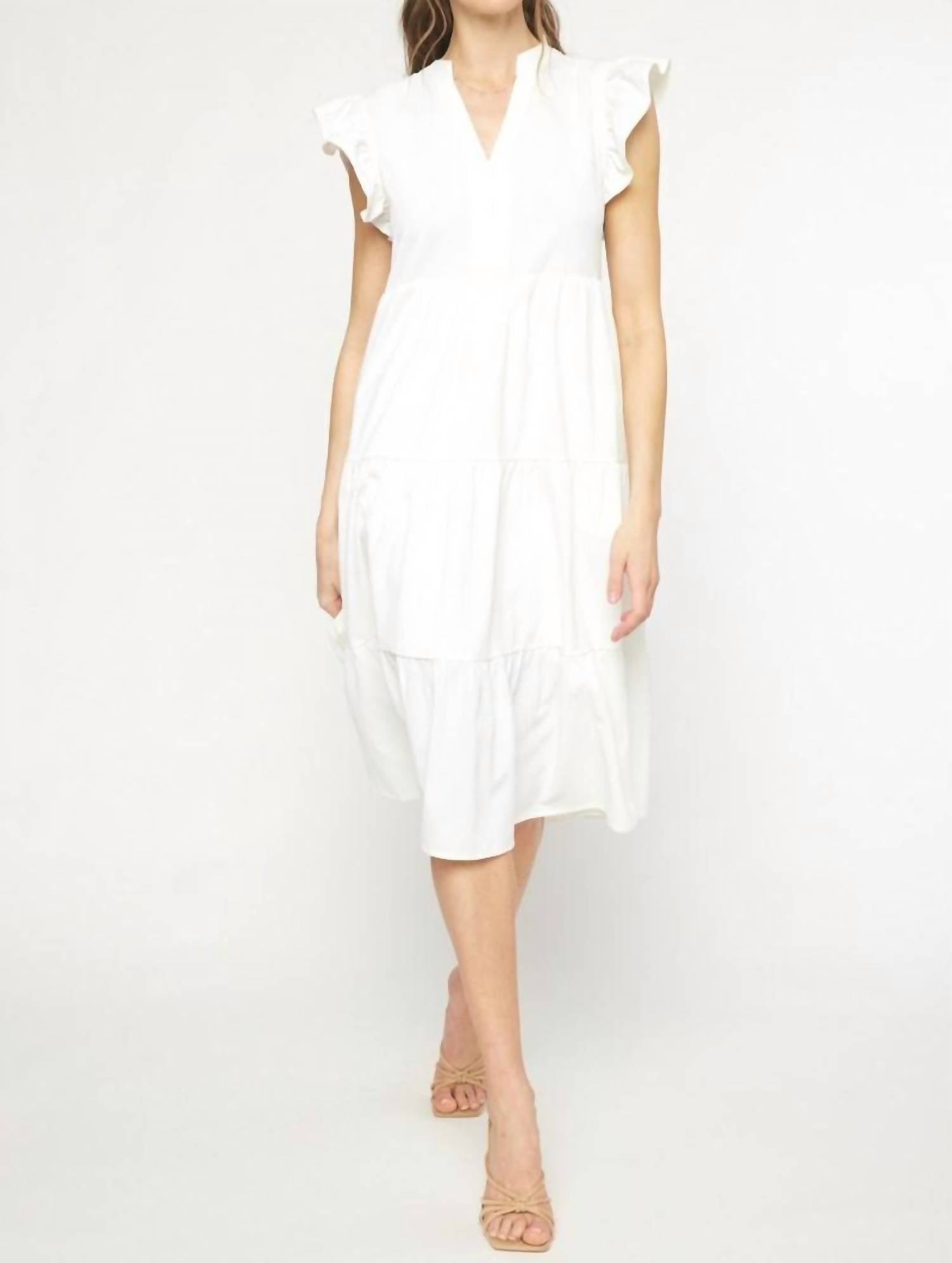 Entro - Ruffled Pocket Tiered Midi Dress