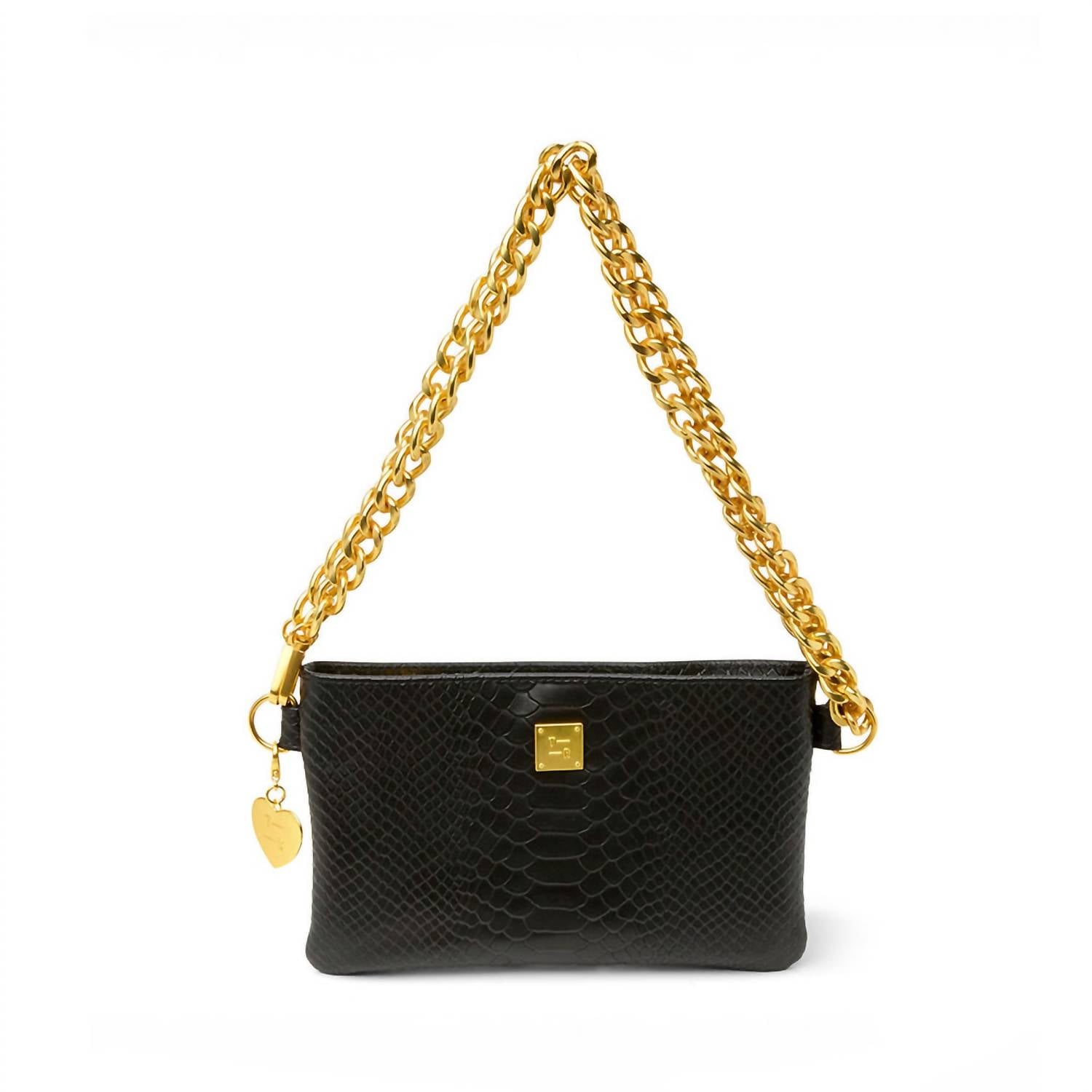 THINK ROYLN Women's Fame Bag in black pytho - women's bag - detail view