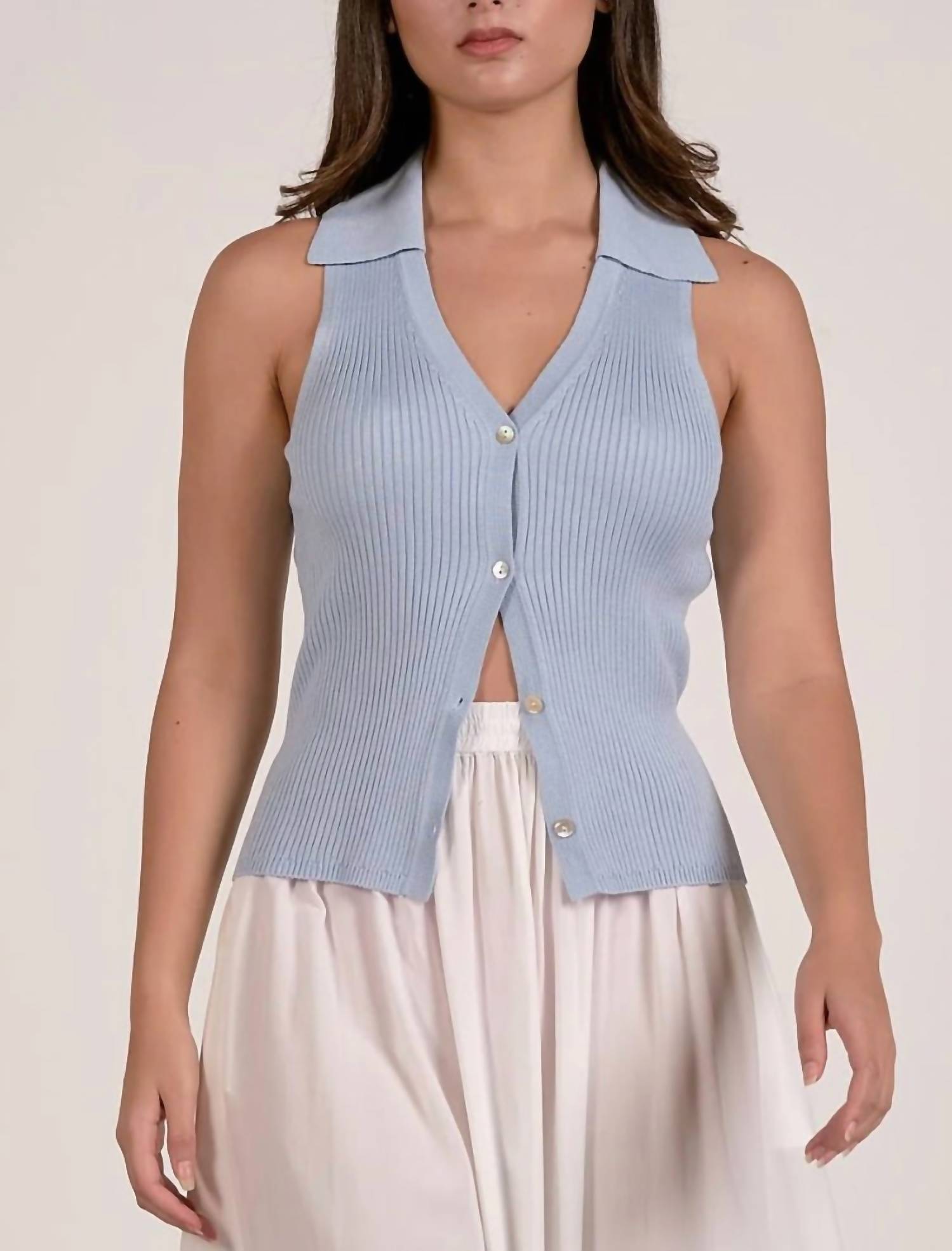 Elan - Collared Knit Vest